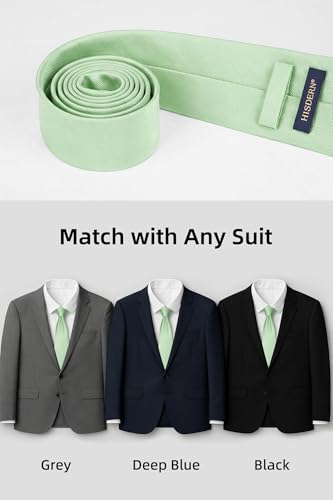 Image of HISDERN Mens Ties Solid Color Ties for Men Formal Necktie with Pocket Square Set Satin Silk Neck Tie Handkerchiefs Set