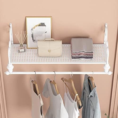 Tringle à vêtements murale noire avec étagère de rangement - 2