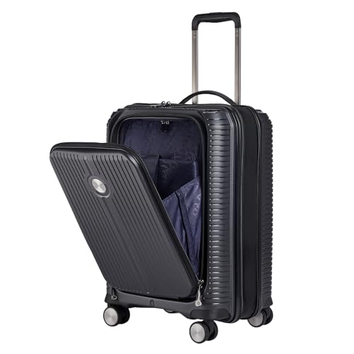 Image of Verage Carry On Luggage with Spinner Wheels, Expandable Hardshell Spinner Suitcase for Travel, TSA Approved (Carry-On 20-Inch (Front Pocket), Black)