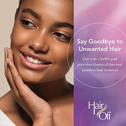 Hair Off Facial Buffer - All-Natural, Pain & Chemical Free Facial Hair Remover - Exfoliates Skin - Hair Inhibitor & Slows Regrowth - Good For Travel & Touch-Ups (3 Buffers Per Box, Pack Of 1) #TOP1
