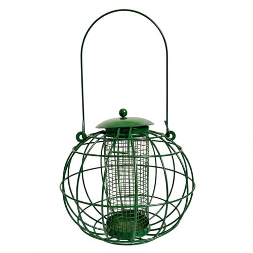 Mangeoire oiseaux extérieure suspendue résistante aux intempéries avec cage en métal vert - 7