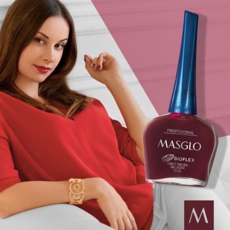 MASGLO Traditional Nail Polish 0.5 Fl. Oz. 3 piece kit with BASE FORTIFIER, color PROFESIONAL and TOPCOAT GEL