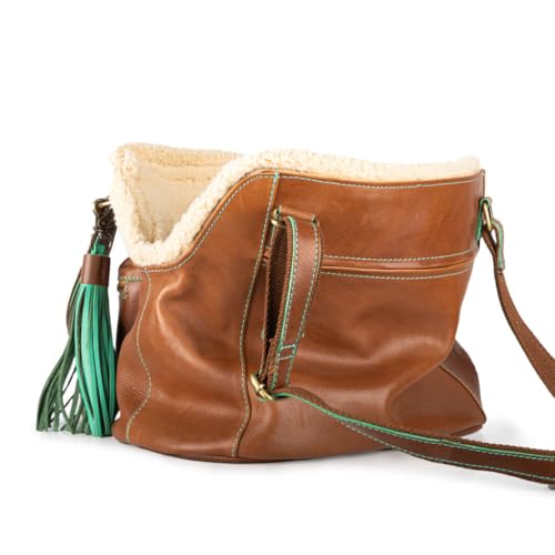 Dog with a Mission - Hundetasche | Hundetragetasche für kleine Hunde | Welpentasche | Transporttasche | Hundereisetasche | Blondie | Braun -|Leder - Einheitsgröße 32 x 20 x 27 cm