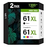 61XL 61 Ink Cartridge for HP Printers Remanufactured Replacement for HP61 Ink Black and Color Combo Pack for Envy 4500 5530 4502 OfficeJet 4630 DeskJet 2540 Printer (Black Tri-Color)
