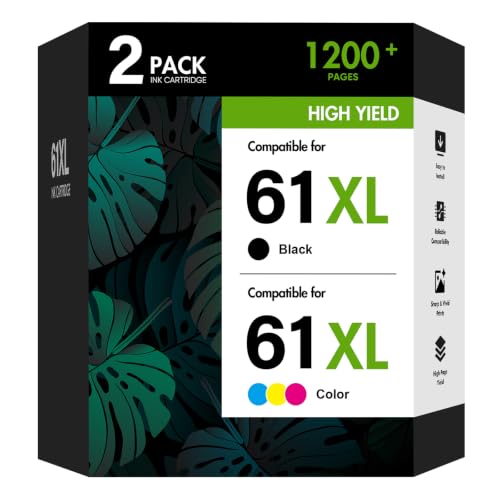 Image of 61XL 61 4500 5530 Ink Cartridge for HP Printers Black and Color Combo Pack | Replacement for HP61 Ink 61 XL for Envy 4500 5530 4502 OfficeJet 4630 DeskJet 2540 Printer (2Pack, Black Tri-Color)