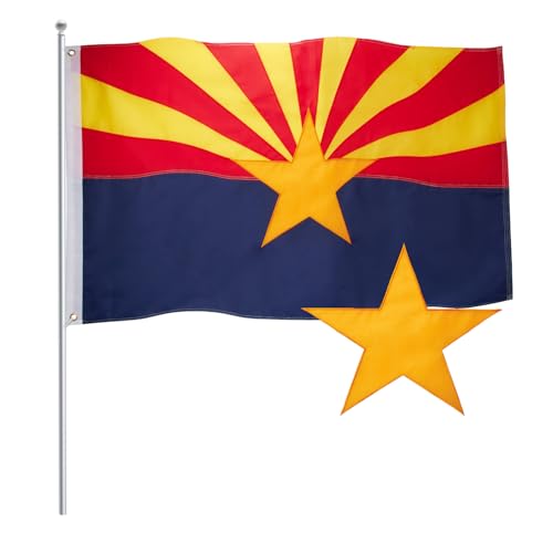 Pessbulmm Arizona State Flag 3x5 Ft Embroidered 210D Nylon AZ Flag with Sewn Stripes Brass Grommets Durable Longest Lasting for Outdoor & Indoor Display