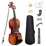 LEADZM Set per violino 1/4 con arco, corde e valigetta (marrone opaco)