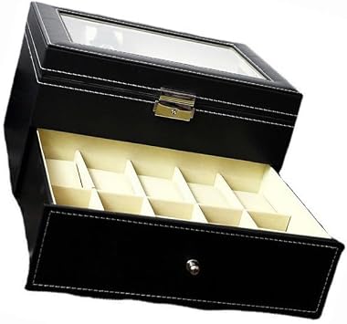 Watch Box Organizer,PU Leather Watch Display Storage Case,Luxury Watch Organizer with Glass Top,Jewelry Storage Case Watch Collection Box
