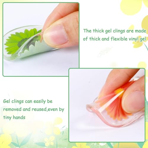 20 piezas pegatinas gel flores primavera para ventana miniatura 3