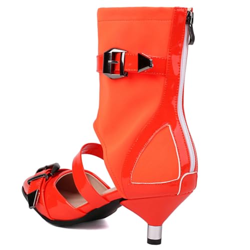 DINTAHA Goth Shoes Low Kitten Heels for Women Low Heel Pointed Toe Pumps Gothic Boots3