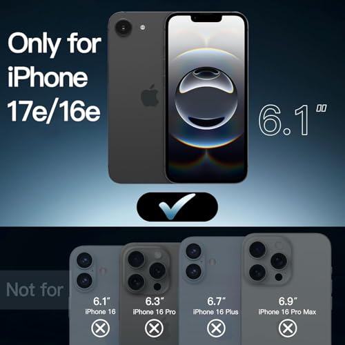 Image of JETech Magnetic Cover Case for iPhone 17e (2026) / iPhone 16e Compatible with MagSafe, Shockproof Phone Bumper Cover, Anti-Scratch Clear Back, 6.1-Inch Display (Black)