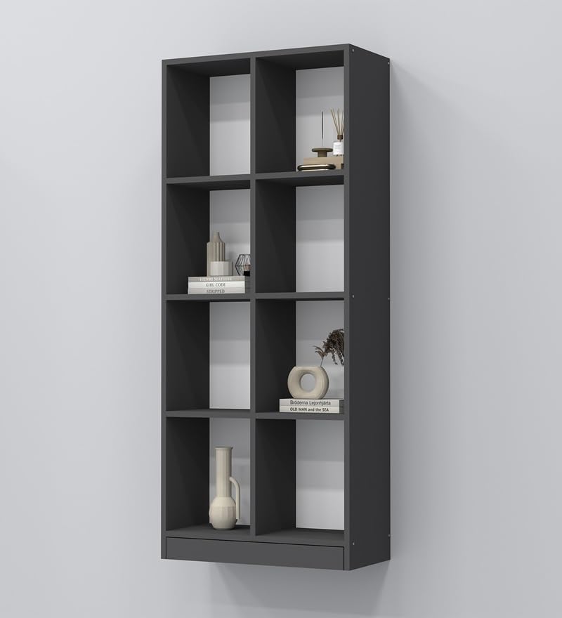 Image of SPECIALITY PANELS 8 Shelf Bookcase, Grey, 176x73x35 cm, Open Storage Shelving Unit with Carpenter Assembly
