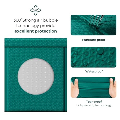 Image of Fuxury Forest Green Bubble Mailers 8.5x12 inch Usable 8.5x11 inch Padded Envelopes | 25 Pack, #2 Water Resistant Opaque Self Seal Bubble Envelopes for Mailing,Jewelry Makeup,Packaging,Small Business