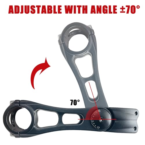 Socpuro Adjustable Bike Stem, 31.8mm 70 Degree MTB Handlebar Stem Riser, 145mm Bicycle Handlebar Extender for Mountain Bike, Road Bike, BMX
