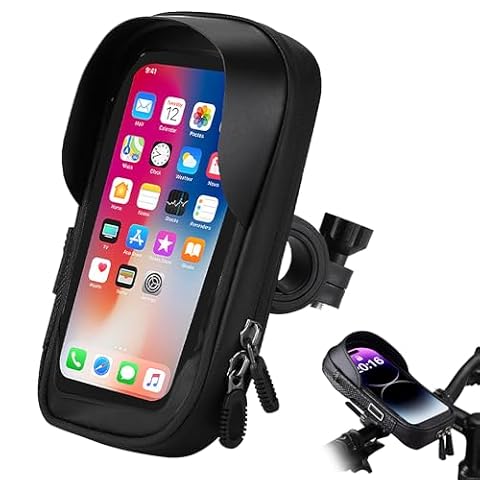 poraceous Wodoodporny uchwyt rowerowy na telefon komórkowy, torba rowerowa z uchwytem na telefon komórkowy, obrót o 360 ° dla smartfona o przekątnej 4,7-7,0 cala (czarny)