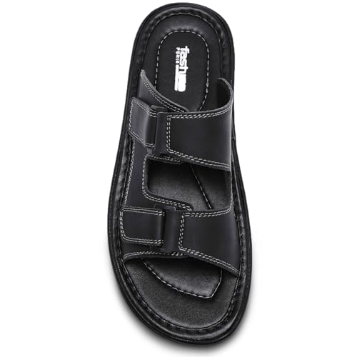 Mens Leather Slide Sandals Slippers for Men Slip On Shoes Double Strap Style Comfort2