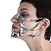 FEHEOO Cyber Punk Alloy Alien Face Accessories Futuristic Cyberpunk Stainless Steel Face Mask with Spiked Chain Accessories – Gothic Steampunk Mask for Cosplay, Roleplay & Fashion Statement