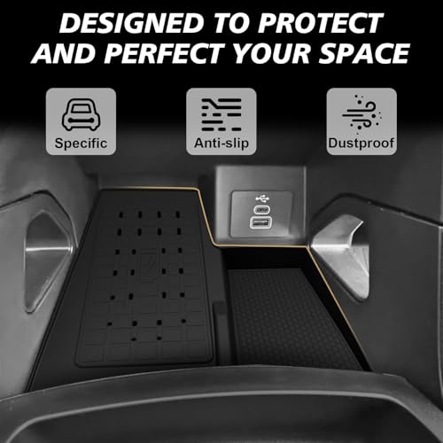 Image of Muslogy Center Console Inserts Compatible with Ford Ranger 2024 2025 2026 Accessories, Center Console Wireless Charger Protective Mat Liner Anti-Slip Phone Charge Area Charging Protection