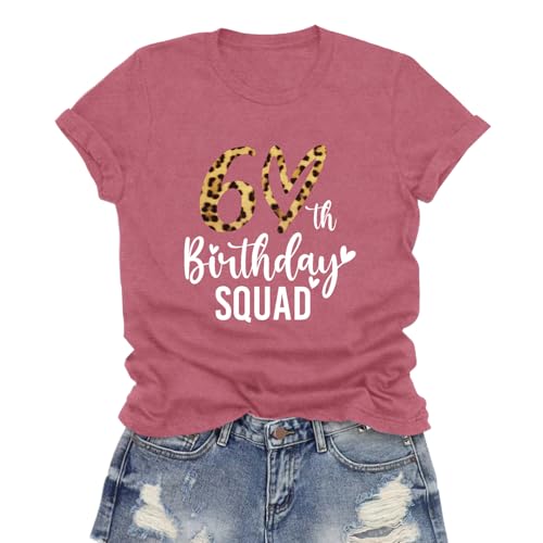 Birthday Shirts for Women 60th Birthday Queen T-Shirt 60 Leopard Printing Tee Tops