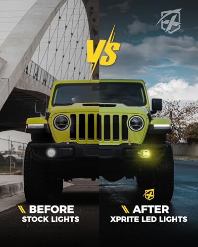 Image of 300% Bright 60W LED Fog Lights w /DRL Compatible with 18+ Jeep JL JT, Yellow