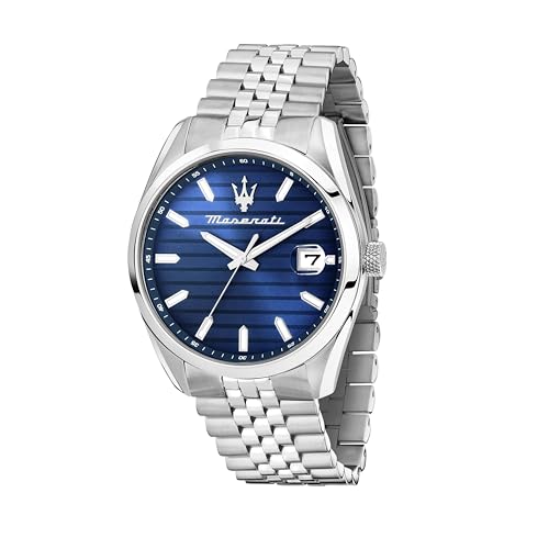 MASERATI Orologio Uomo, Tempo, Data, Analogico, 43 mm, Collezione ATTRAZIONE, Righe Orizzontali