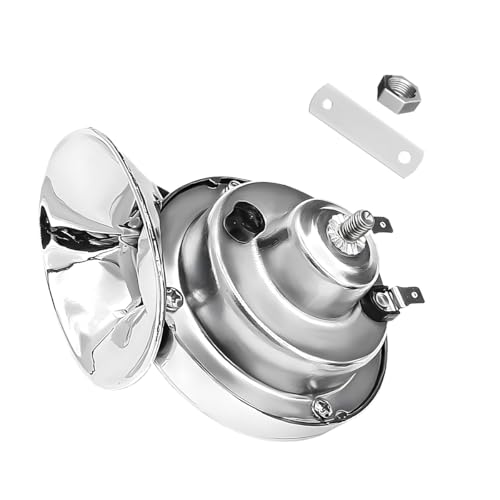 NYTKL Super Loud Train Horns, 12V Waterproof Snail Raging Sound Electric Horn, Air Electric Snail Double Horn Replacement for Cars Motorcycles Trucks Bikes, Car Accessories (Silver, 1 PCS)