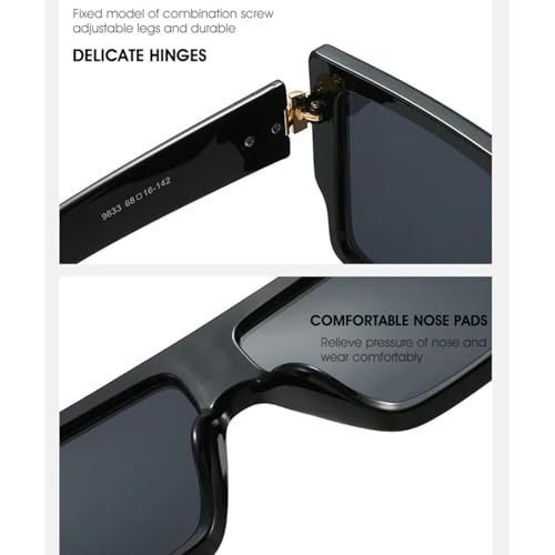 Luxury Flat Top Glasses Women for Men Vintage Oversized Big Frame Rivet Shades3