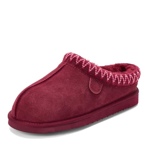 Image of Fireside by Dearfoams Women's Greta Genuine Shearling Clog Slippers, 100% Natural Suede Clogs for Outdoor & Indoor