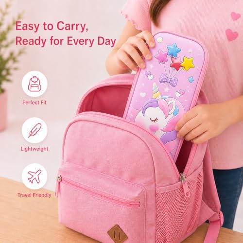 Image of Goyal's 3D Unicorn Geometry Pencil Pouch for Kids Girls & Boys | Hard Shell EVA Pencil Case | Large Capacity Double Layer Geometry Box with Pen Slots & Mesh Pocket | Waterproof School Organizer