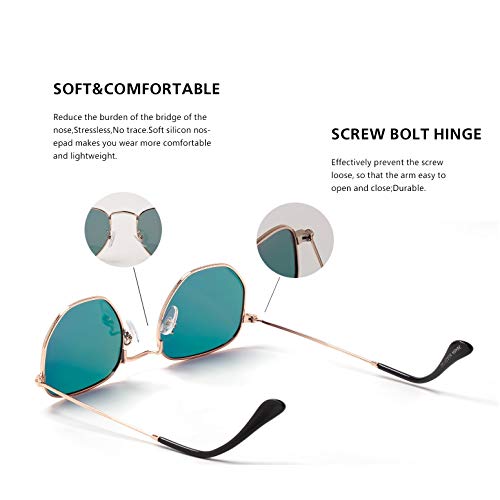 Image of Hipster Hexagonal Polarized Sunglasses Men Women Geometric Square Small Vintage Metal Frame Retro Shade Glasses