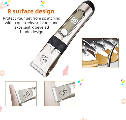 KAEFUYS 5 en 1 Máquina Cortar Pelo Mascotas Recargable IPX7 Impermeable Silenciosa y Velocidad Ajustable Cortapelos para Perros Profesional con Cortaúñas Peine Lima Tijeras y 6 Peines - imagen 4