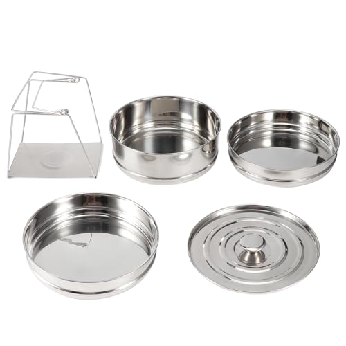 Garosa Olla de Apilable de 3 Niveles de Acero Inoxidable con Plegable para Olla a Presión, Instantánea para Cocinar Verduras Al, Utensilios de Cocina Multicapa