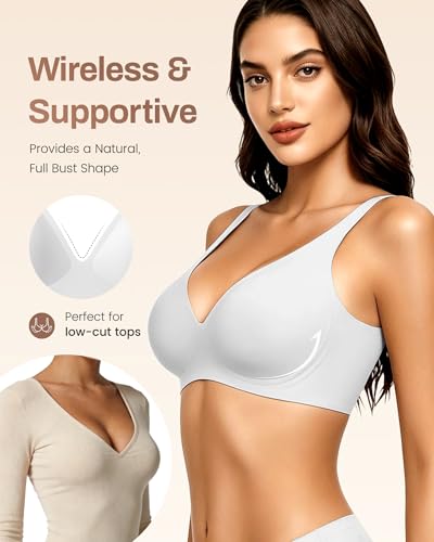 Image of Gailife Deep V Jelly Bras for Women No Underwire Wireless Seamless Push Up Bra Comfort Support Plunge Bralette Full Coverage