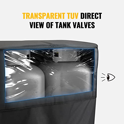 Bougerv Rv Trailer Propane Tank Cover, Visible For Valve, Fit For Dual 20Lb Tanks, Waterproof 600D Oxford Replacement Covers For Rv/Trailer/Camper, Rv Parts Rv Accessories (Black) #TOP1