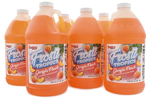Snappy Frosti Tropics Georgia Peach Slushy Mix, Slushie Syrups for Machine, Granita Slushy Syrup, Kid Slushie Machine Mix, Slushy Mix For Frozen Drink Machine, 1/2 Gallon, 6 Pack