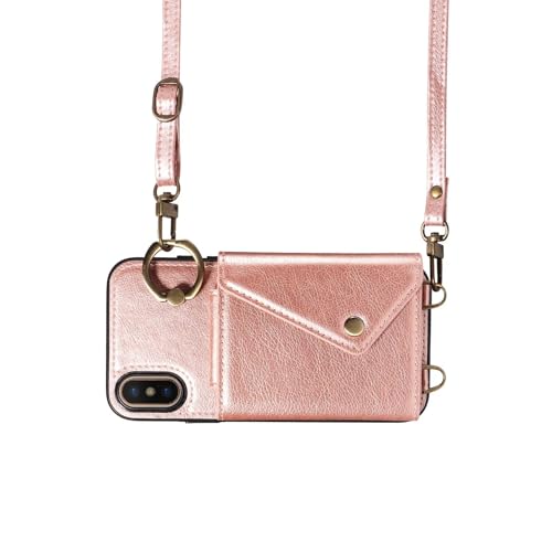 Coque pour iPhone XS Max étui portefeuille or rose mince et antichoc