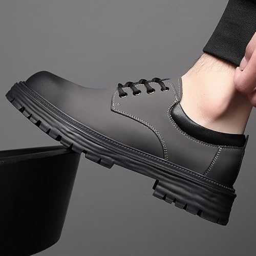 Men's Round Toe Platform Low Block Heel Oxford Shoes Classic Lace Up Lug Sole Business Work Dress Shoes Non-Slip Formal Derby Shoes4