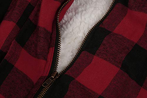 Imily Bela Womens Buffalo Plaid Cardigans Sleeveless Patch Draped Open Front Cardigan Sweater Red