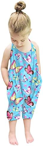 RAISEVERN 2T 3T Romper Butterfly Baby Girls Summer Clothes Slouch Jumpsuit Toddler Infant Strap Backless Jumper One Piece Harem Outfits Kid Overalls