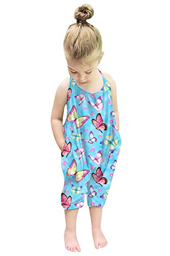 Raisevern 2T 3T Romper Butterfly Baby Girls Summer Clothes Slouch Jumpsuit Toddler Infant Strap Backless Jumper One Piece Harem Outfits Kid Overalls #TOP3