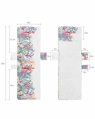 Coastal Coral Beach Lounge Chair Towel Cover, Soft Chaise Lounge Towel with Side Pockets Patio Pool Chairs Cover for Beach/Pool Sunbathing 29x85 Coloful Shell Starfish Nautical Seaside