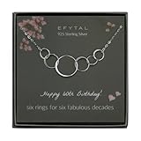 EFYTAL 60th Birthday Gifts for Women, Sterling Silver Six Circle Necklace for Her, 6 Decade Jewelry 60 Years Old