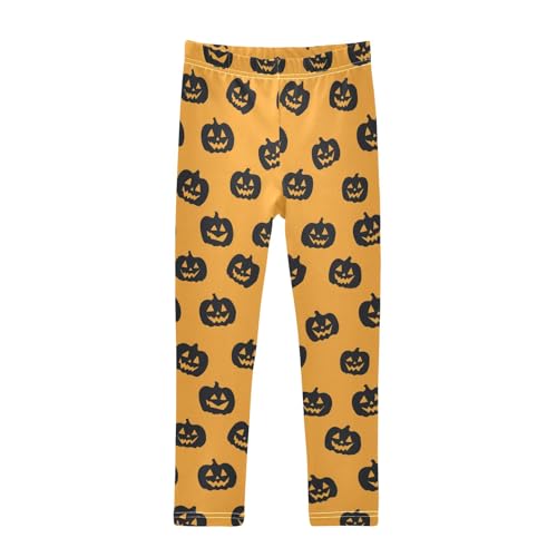 Girls' Athletic Leggings Ankle Length Yoga Dance Pants Kids Teen 4T Black Pumpkin Silhouette