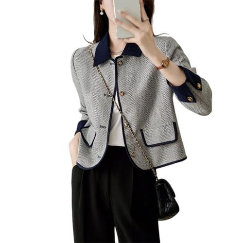 Veste courte en tweed de laine pour femme élégante et idéale pour le bureau en automne
