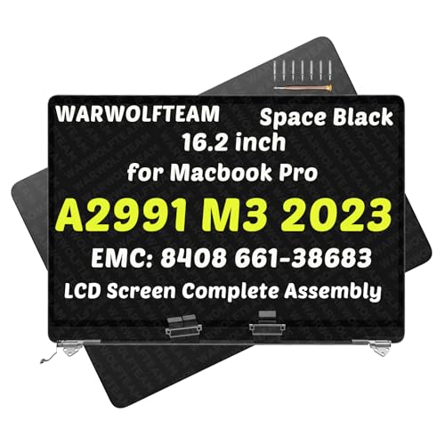 Image of 16inch Replacement for MacBook Pro Mac15,7 Retina A2991 M3 Pro /Max 2023 EMC 8408 661-38683 LCD 3456 x 2234 Screen Replacement Complete Assembly(Space Black)