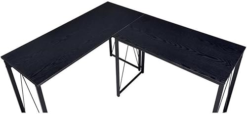 Miniatura 8 de Acme Zaidin Escritorio rectangular de madera con base de trineo de metal, color negro