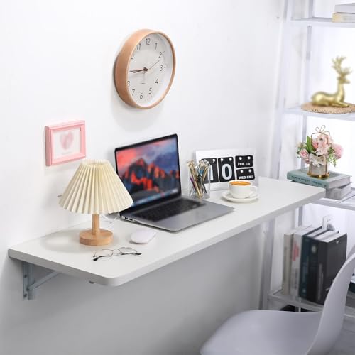 Table pliante murale blanche 60x30 cm avec plateau suspendu rabattable