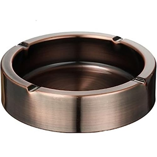 Trädgårds askfat, askfat i rostfritt stål förtjockad metall, portabel cigarett askfat, högtemperaturbeständig rund design askfat för skrivbordsdekoration för hemmakontor,Copper,17cm