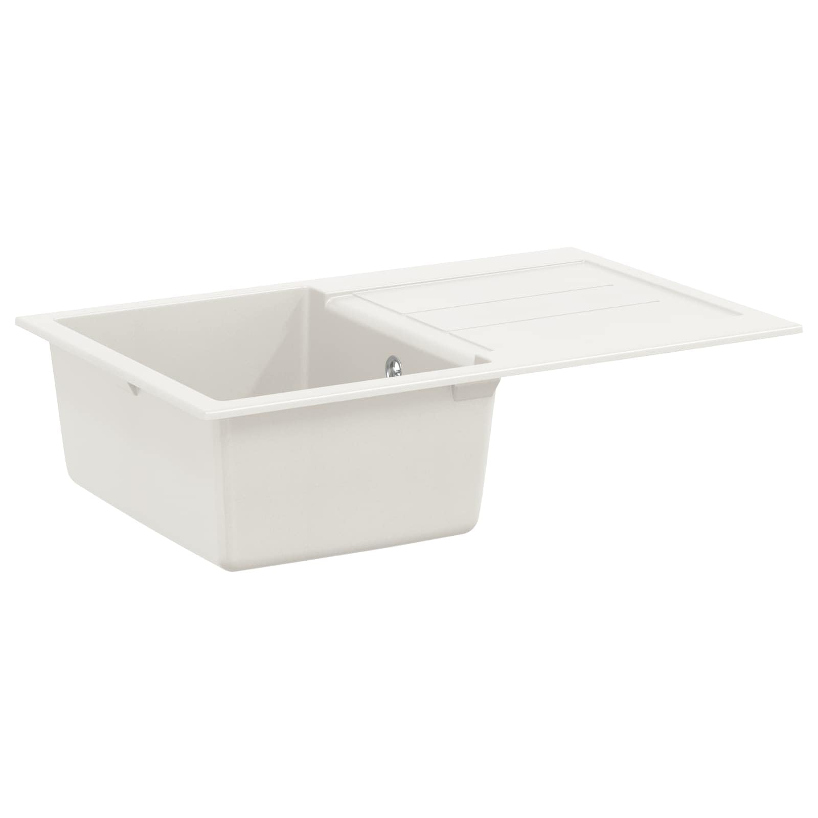 vidaXL Sink White 780 x 500 mm 80% Quartz and 20% Resin, Stylish Rectangular Granite Kitchen Sink, Modern Utility, Contemporary Culinary Workspace, Practical Basin