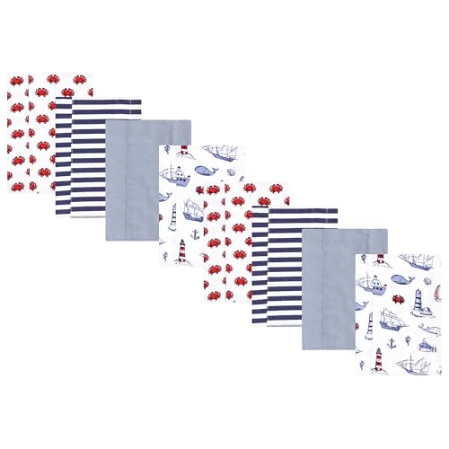 Image of Hudson Baby Cotton Poly Flannel Burp Cloths Multipack, Lighthouse 8-Pack, One Size